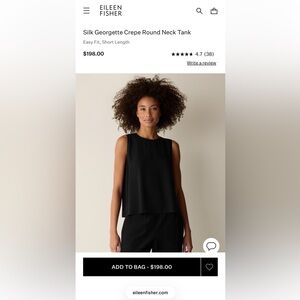 Eileen Fisher Classic Black Crepe Tank Top